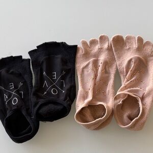 Black and tan Toe Socks toesox lot of 2 size M